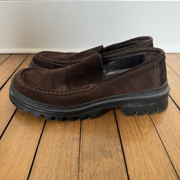 To Boot New York Adam Derrick Brown Suede Lug Sole Loafers 7 - Picture 7 of 9